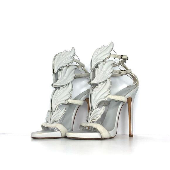 Giuseppe Zanotti Shoes - Giuseppe Zanotti Cruel Coline Grey Suede Metal Wing Strappy Sandals 36